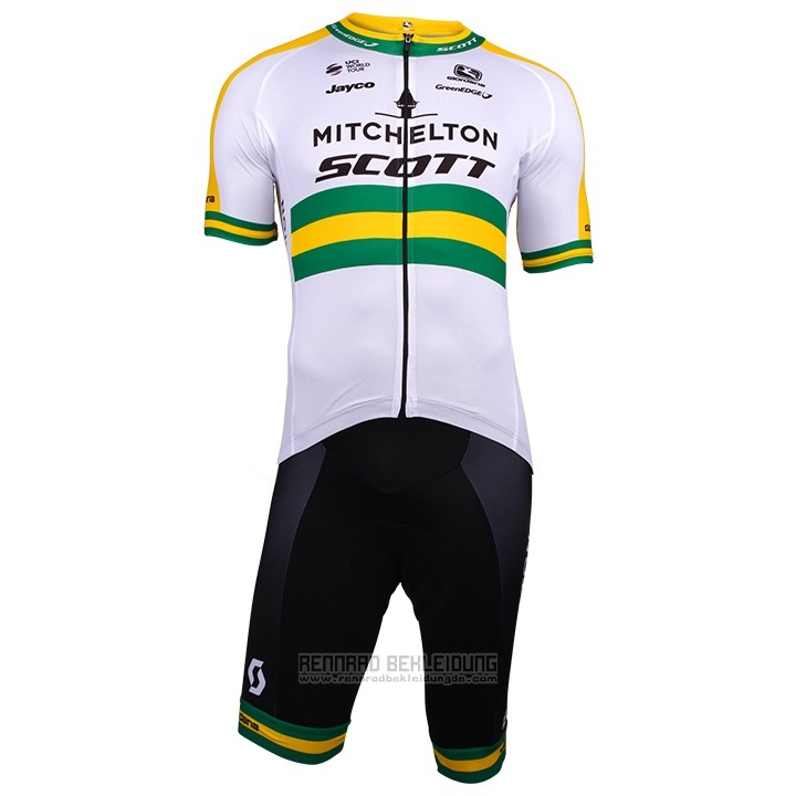 2018 Fahrradbekleidung Mitchelton Scott Champion Australien Trikot Kurzarm und Tragerhose